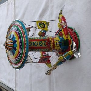 Schilling Ride A Rocket Carousel Wind-Up Classic Tin Toy lbk